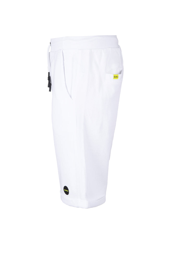Bermuda uomo guru in cotone waffle texture con coulisse e logo sulla coscia