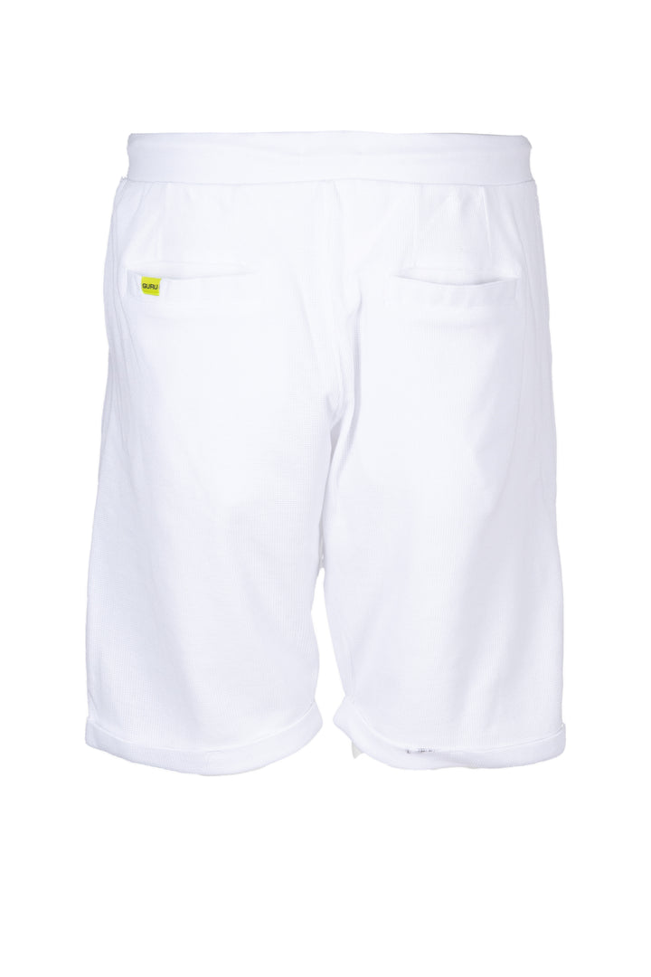 Bermuda uomo guru in cotone waffle texture con coulisse e logo sulla coscia