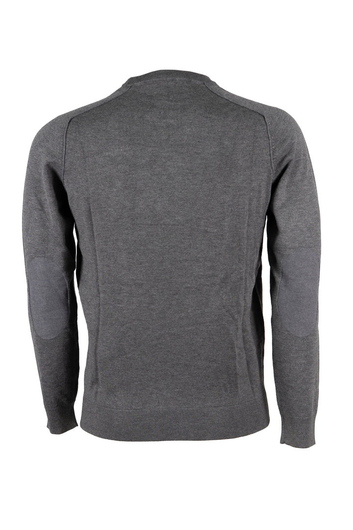 Pullover uomo Coveri Collection con girocollo e toppe ai gomiti in maglia vanisé