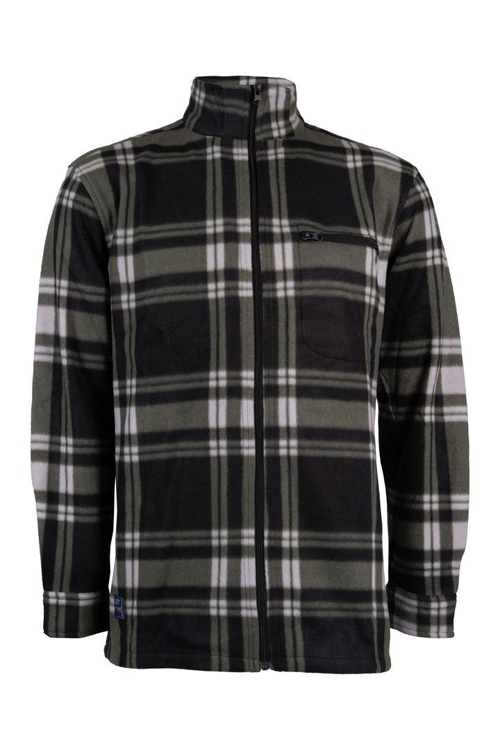 Felpa uomo full zip in pile con fantasia a quadri