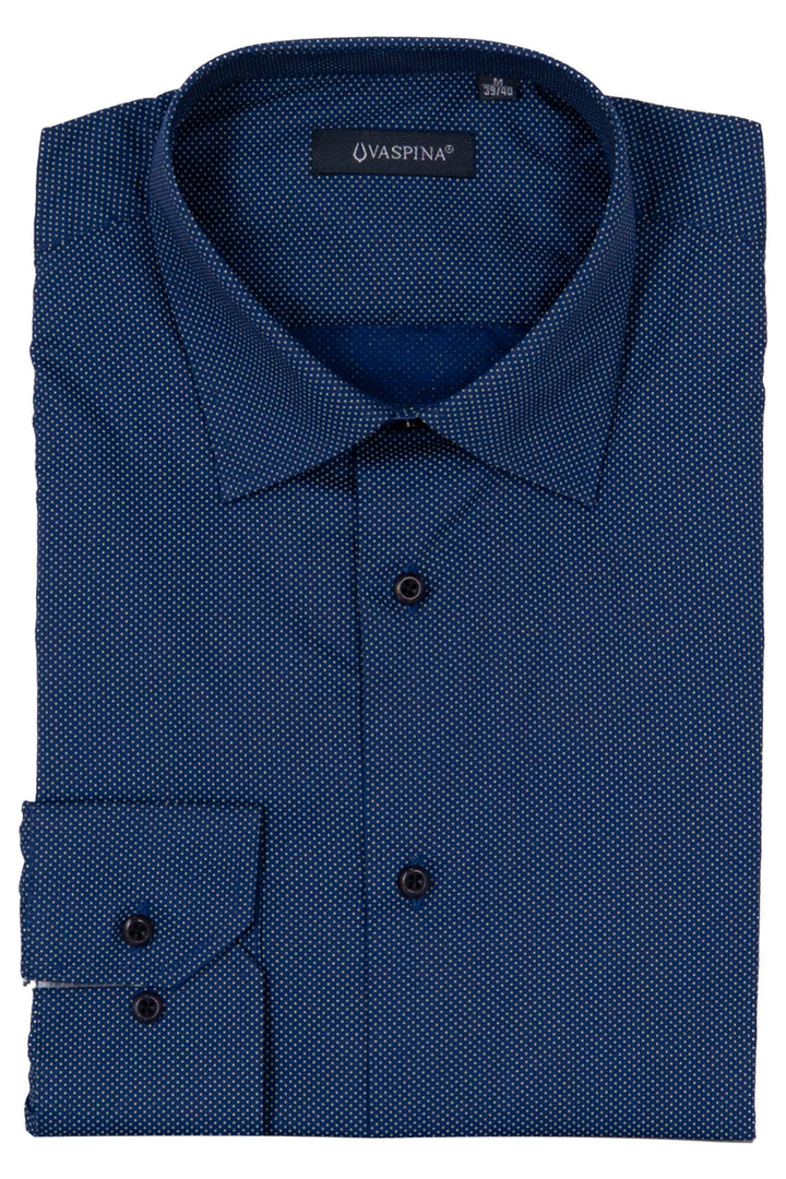 Camicia in puro cotone microfantasia con vestibilità slim fit e collo classico