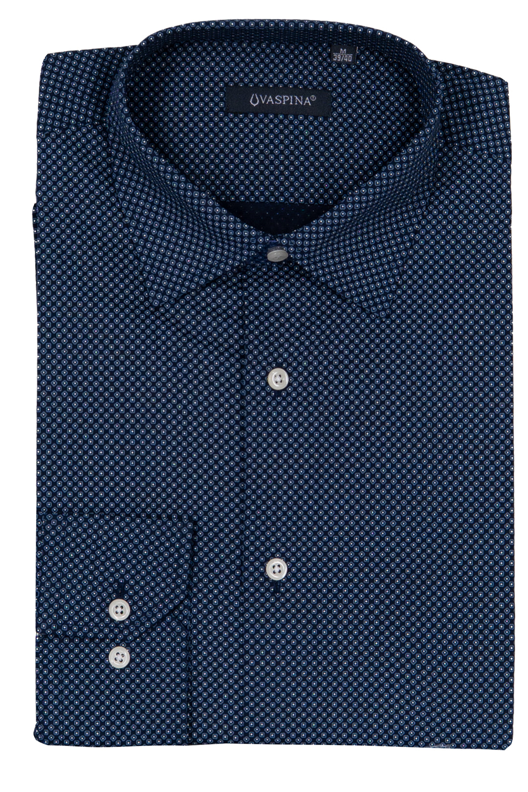 Camicia in puro cotone microfantasia con vestibilità slim fit e collo classico