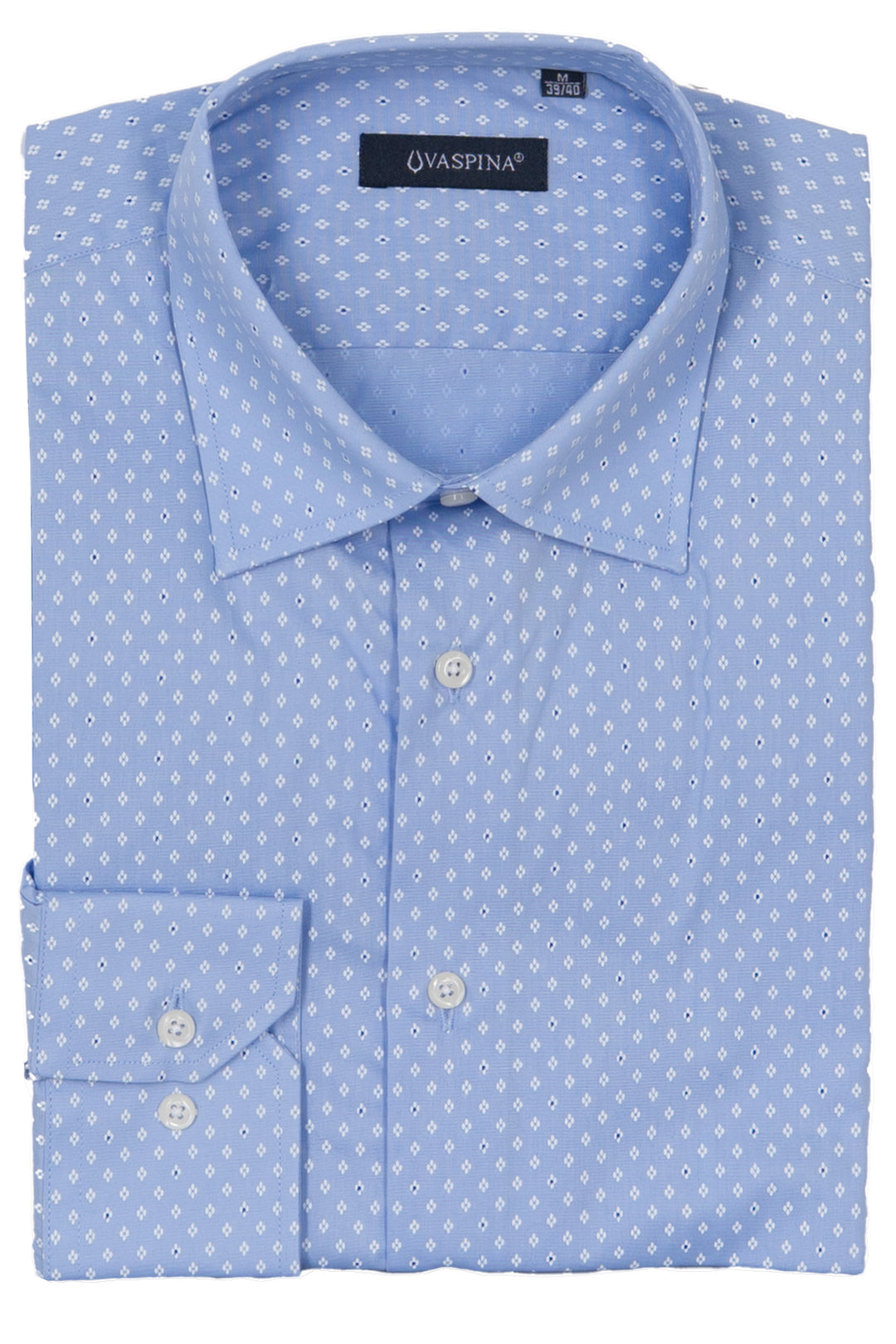 Camicia in puro cotone microfantasia con vestibilità slim fit e collo classico