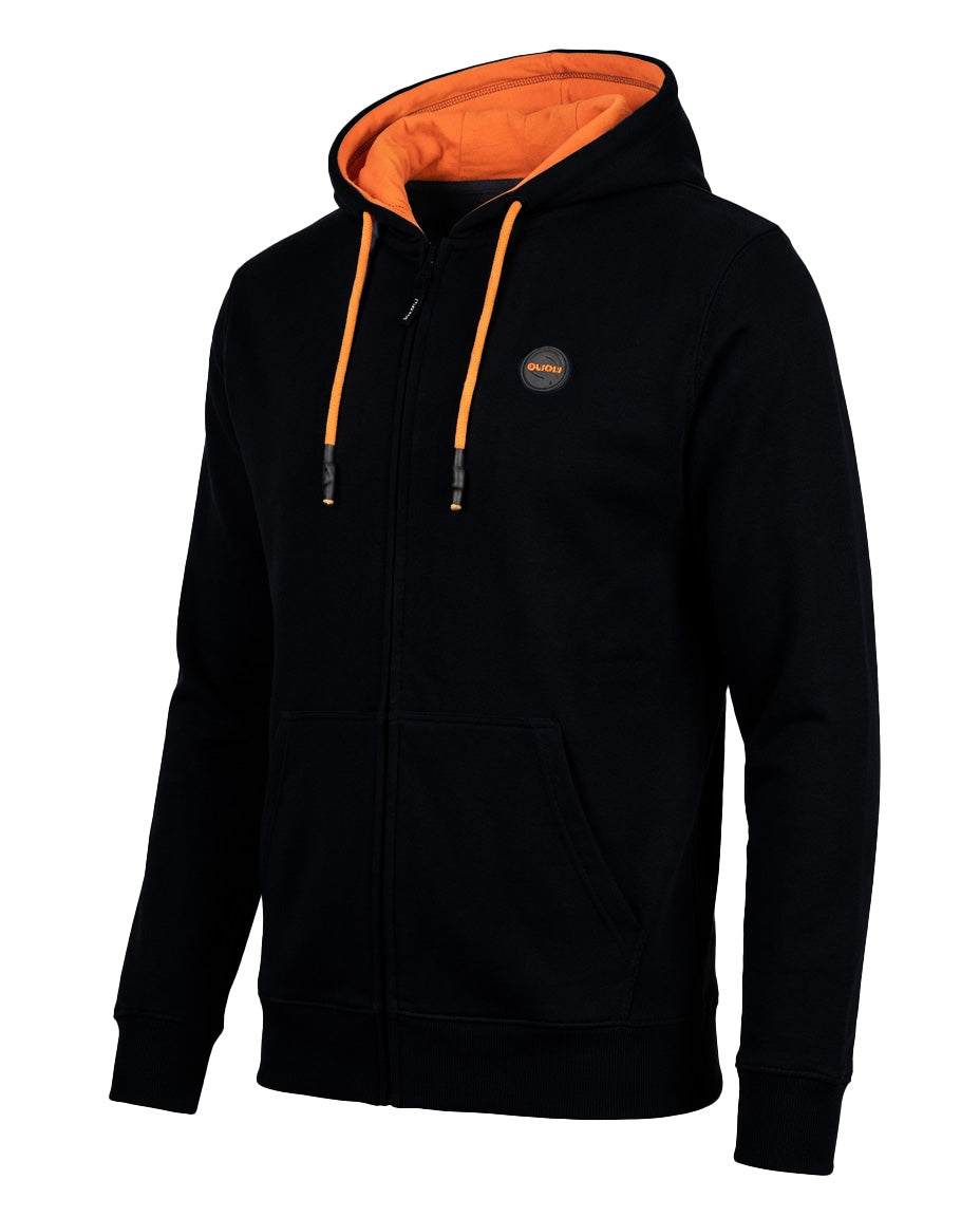 Felpa uomo Guru zip intera con cappuccio e interno arancio