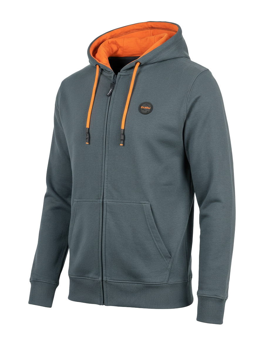 Felpa uomo Guru zip intera con cappuccio e interno arancio