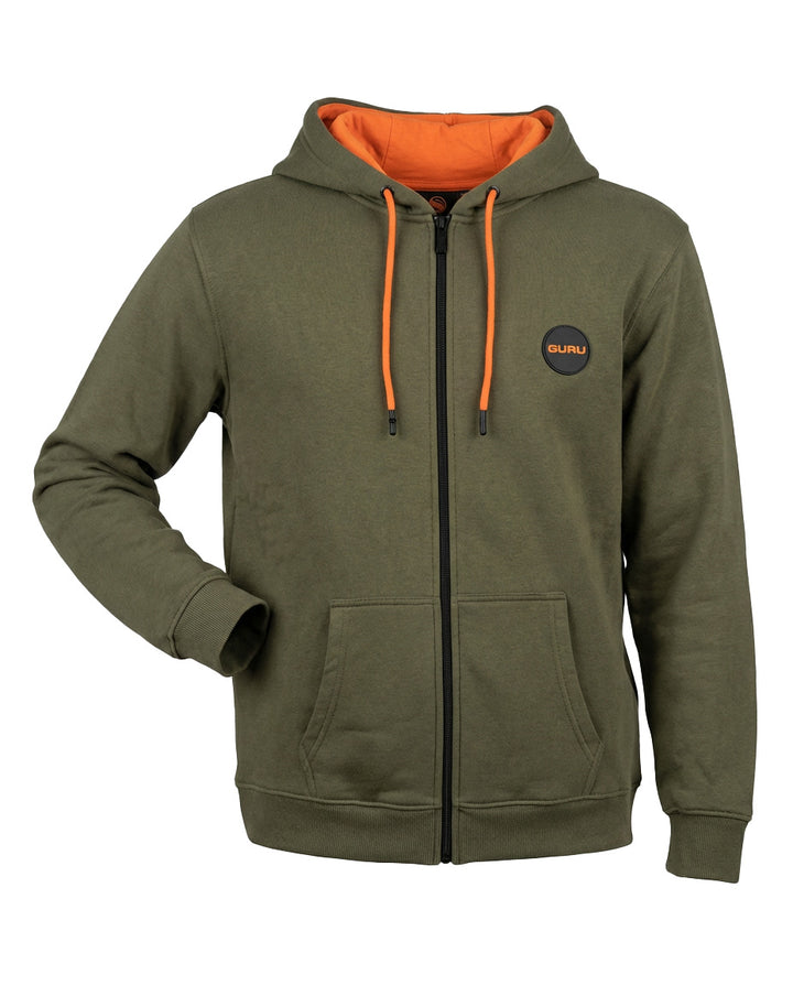 Felpa uomo Guru zip intera con cappuccio e interno arancio