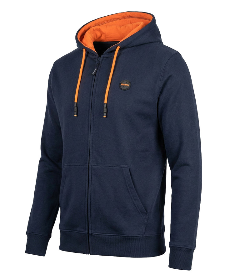 Felpa uomo Guru zip intera con cappuccio e interno arancio
