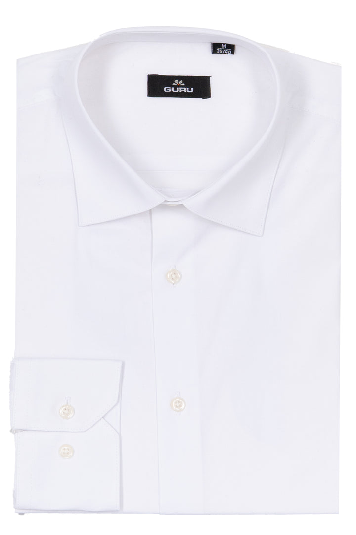 Camicia uomo Guru collo classico in cotone elasticizzato tinta unita con vestibilità slim fit