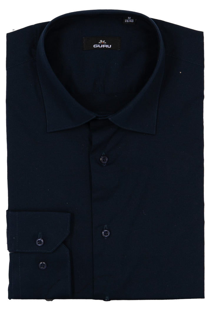 Camicia uomo Guru collo classico in cotone elasticizzato tinta unita con vestibilità slim fit