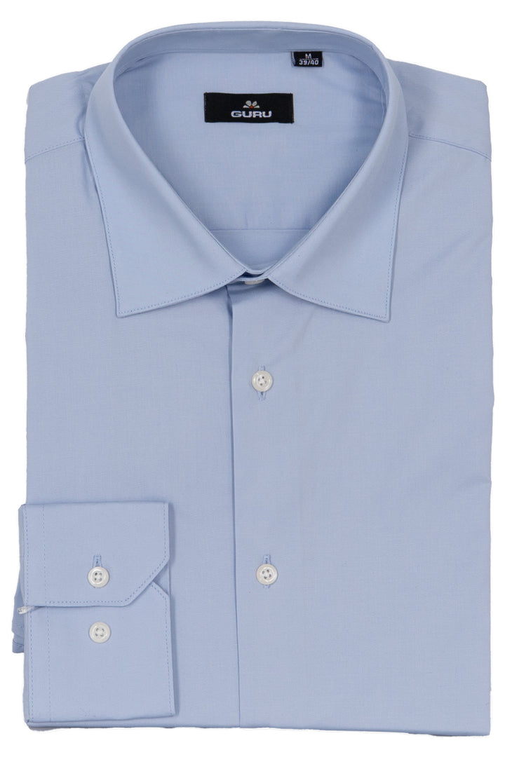 Camicia uomo Guru collo classico in cotone elasticizzato tinta unita con vestibilità slim fit
