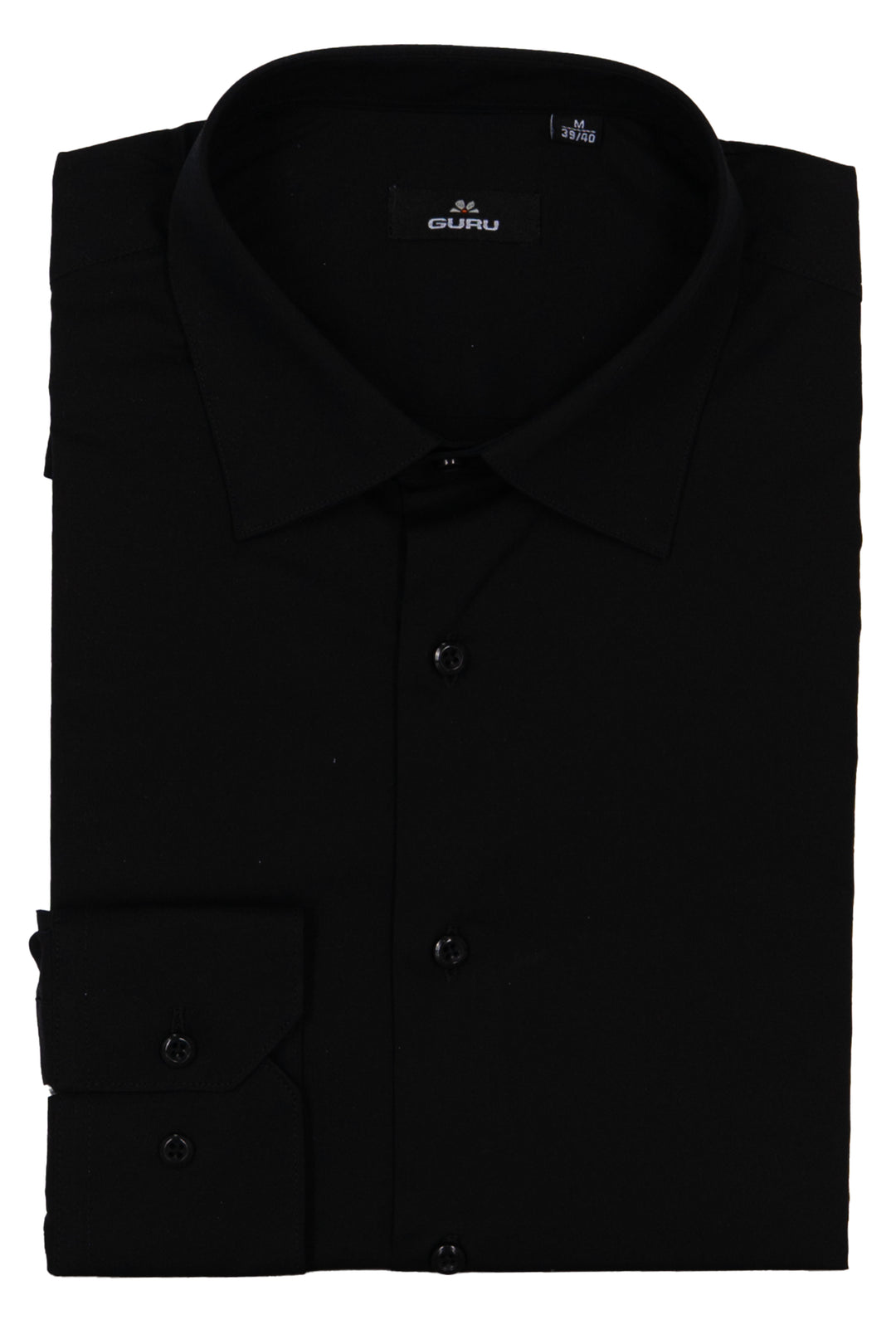 Camicia uomo Guru collo classico in cotone elasticizzato tinta unita con vestibilità slim fit