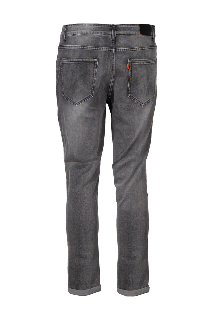 Jeans grigio Guru uomo 5 tasche elasticizzato con vestibilità slim fit