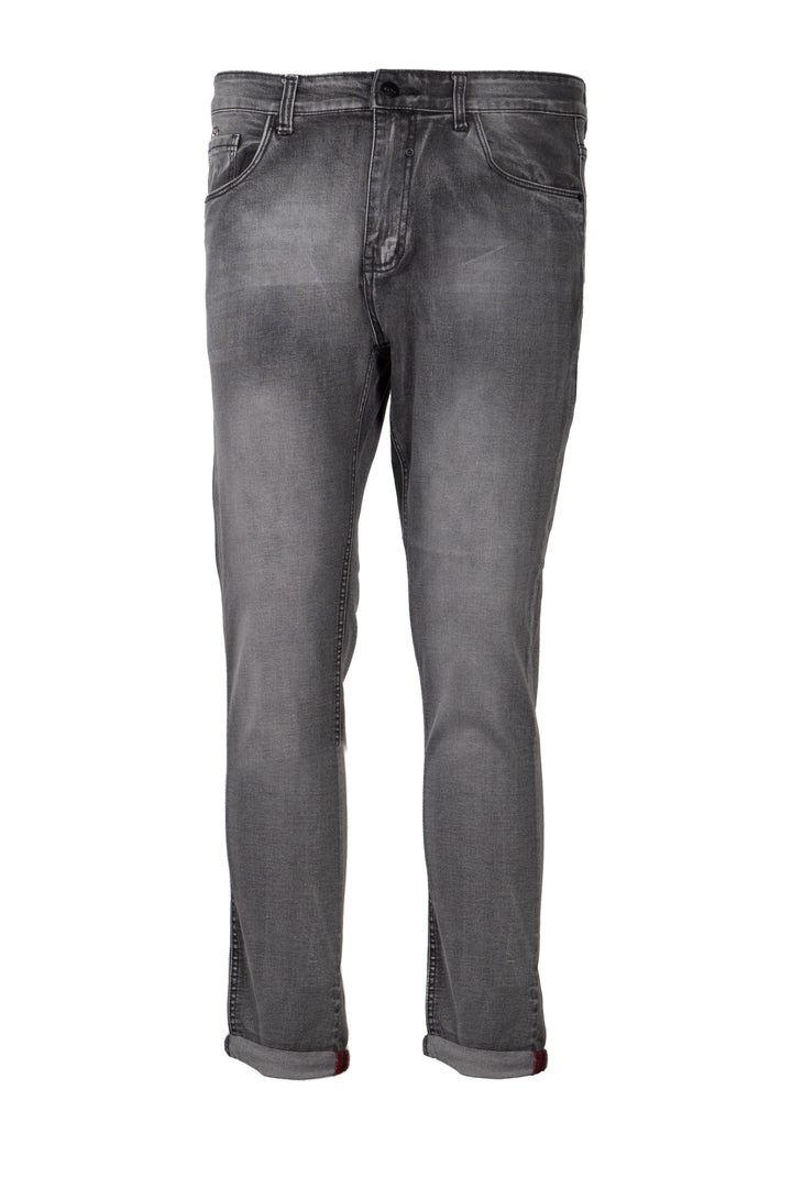 Jeans grigio Guru uomo 5 tasche elasticizzato con vestibilità slim fit