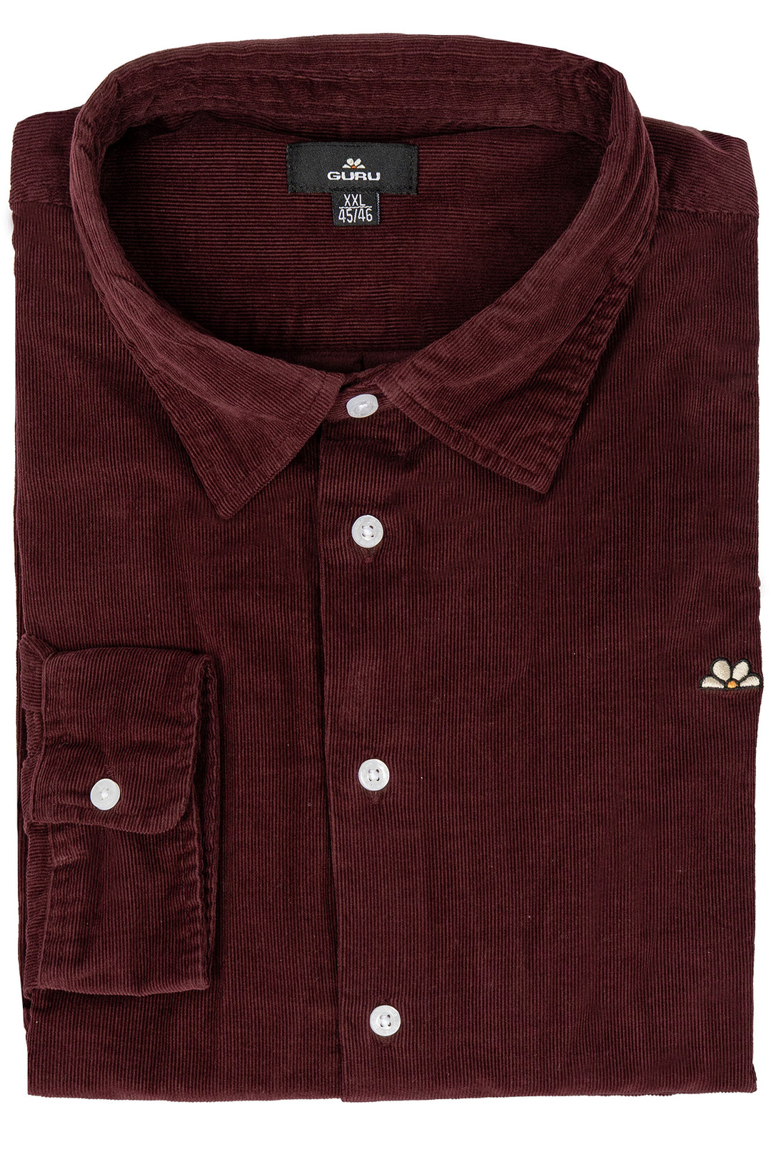 Camicia uomo Guru in velluto a coste con logo ricamato sul petto