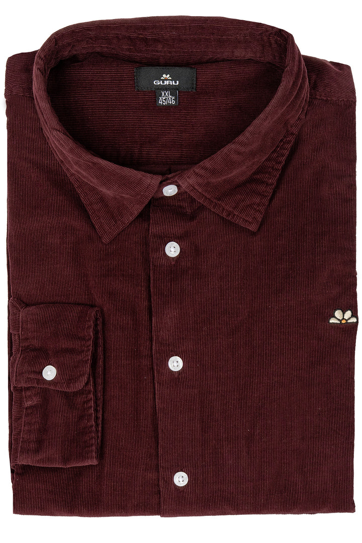 Camicia uomo Guru in velluto a coste con logo ricamato sul petto