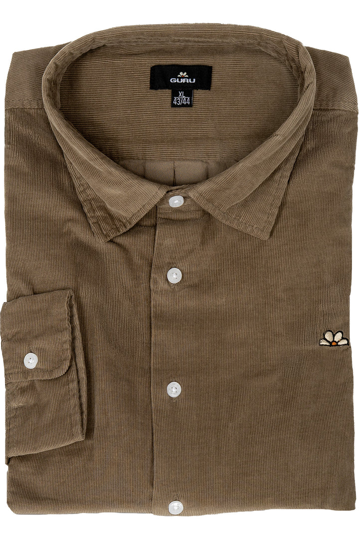 Camicia uomo Guru in velluto a coste con logo ricamato sul petto
