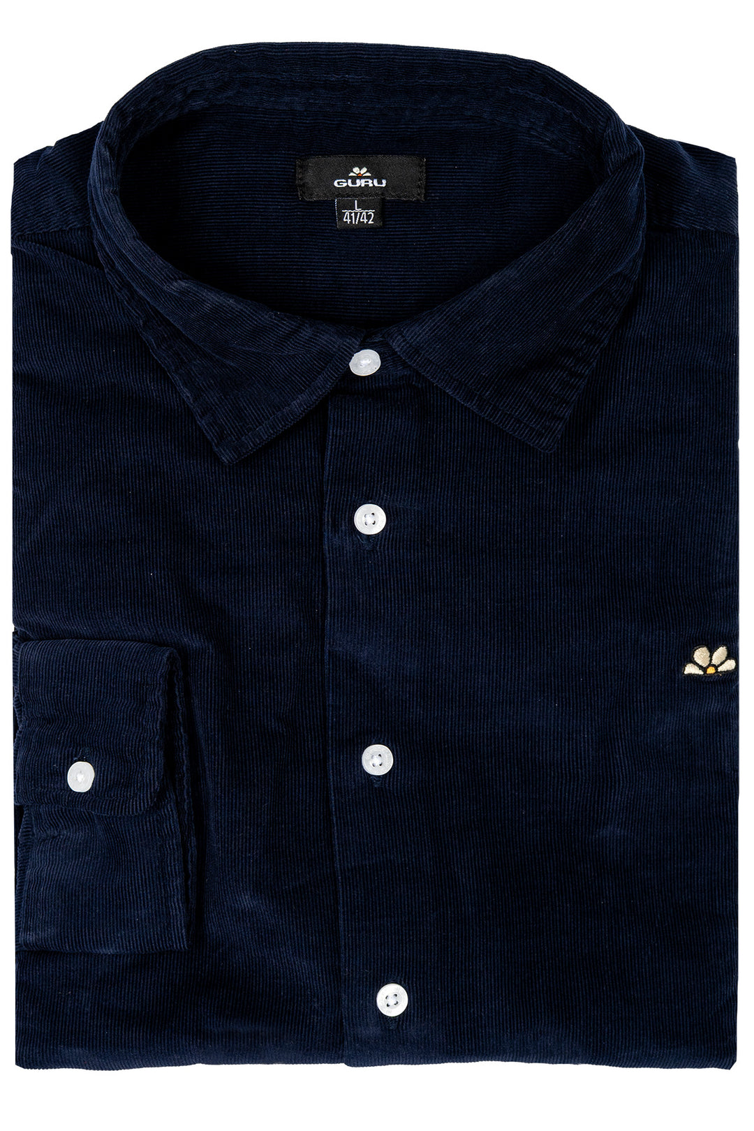 Camicia uomo Guru in velluto a coste con logo ricamato sul petto