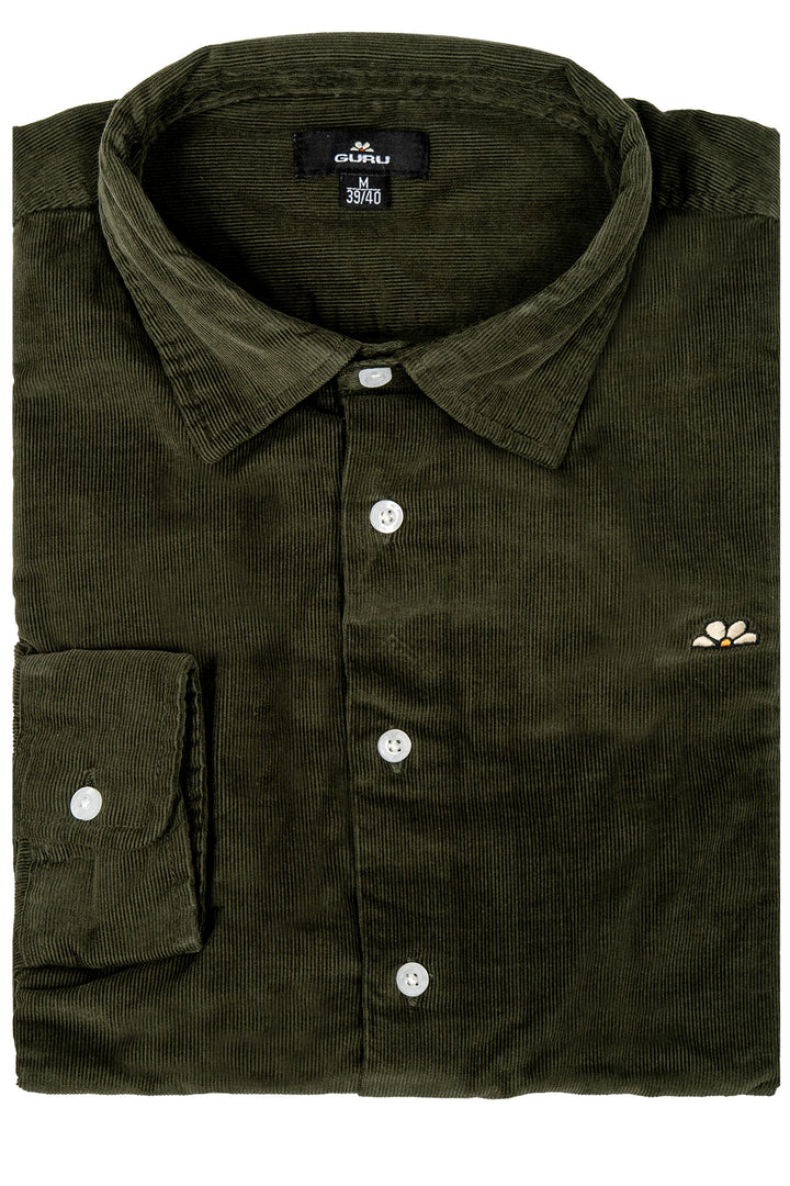 Camicia uomo Guru in velluto a coste con logo ricamato sul petto
