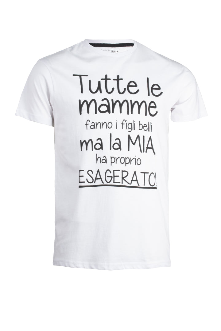 T-shirt uomo manica corta in puro cotone con stampa umoristica sul petto