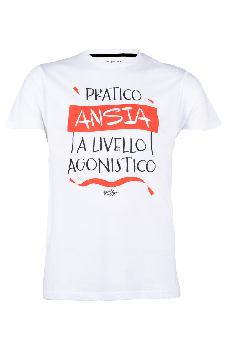 T-shirt uomo manica corta in puro cotone con stampa umoristica sul petto