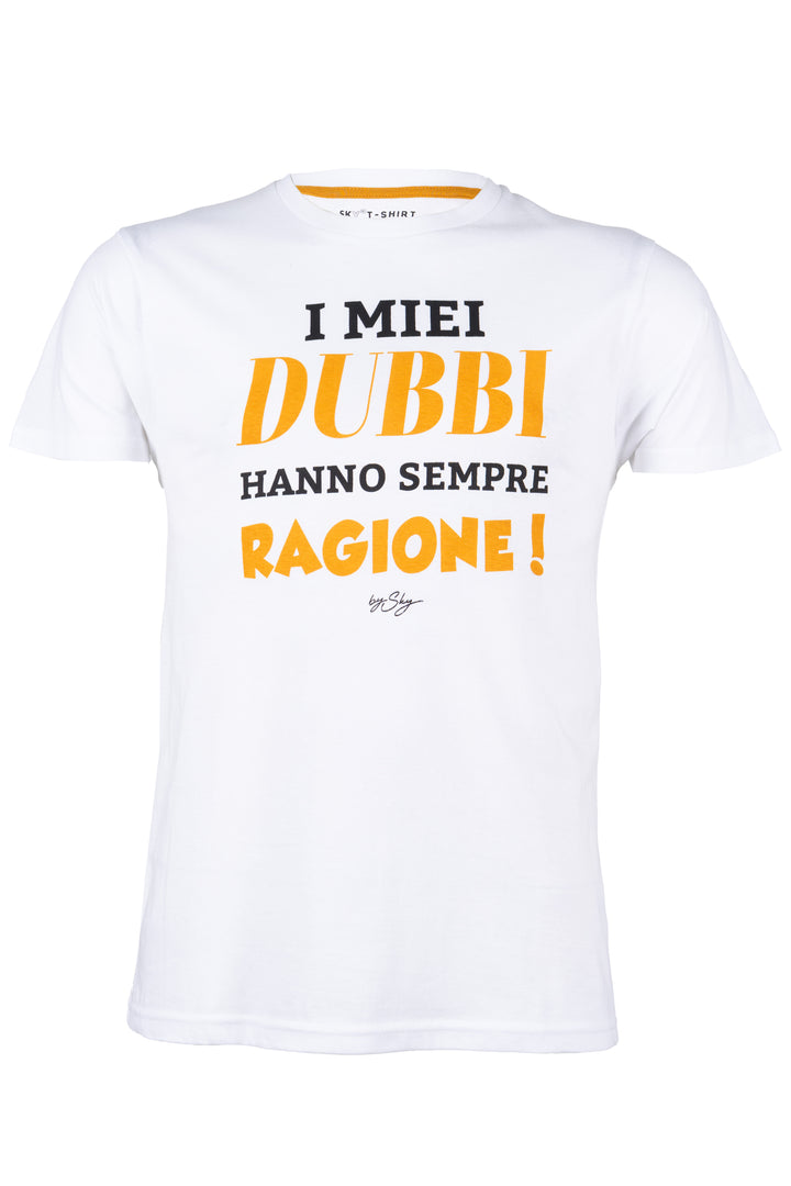 T-shirt uomo manica corta in puro cotone con stampa umoristica sul petto