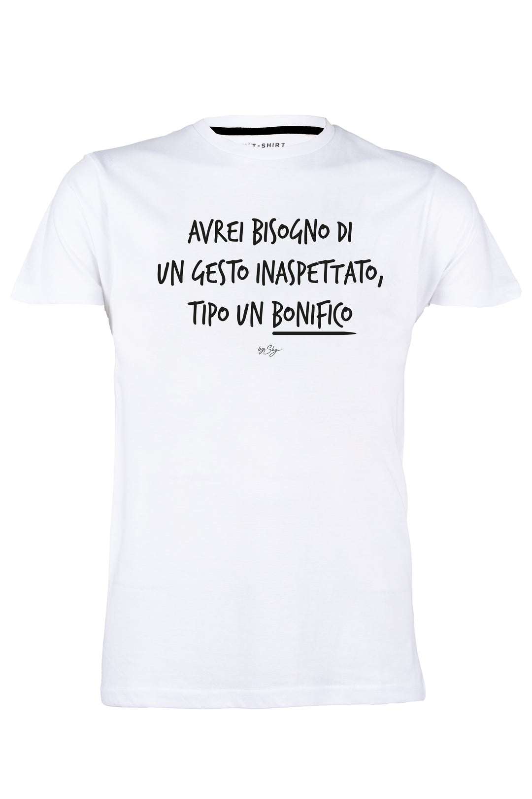 T-shirt uomo manica corta in puro cotone con stampa umoristica sul petto