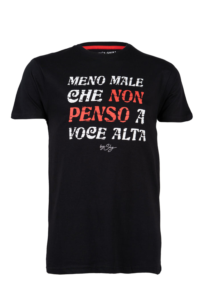 T-shirt uomo manica corta in puro cotone con stampa umoristica sul petto