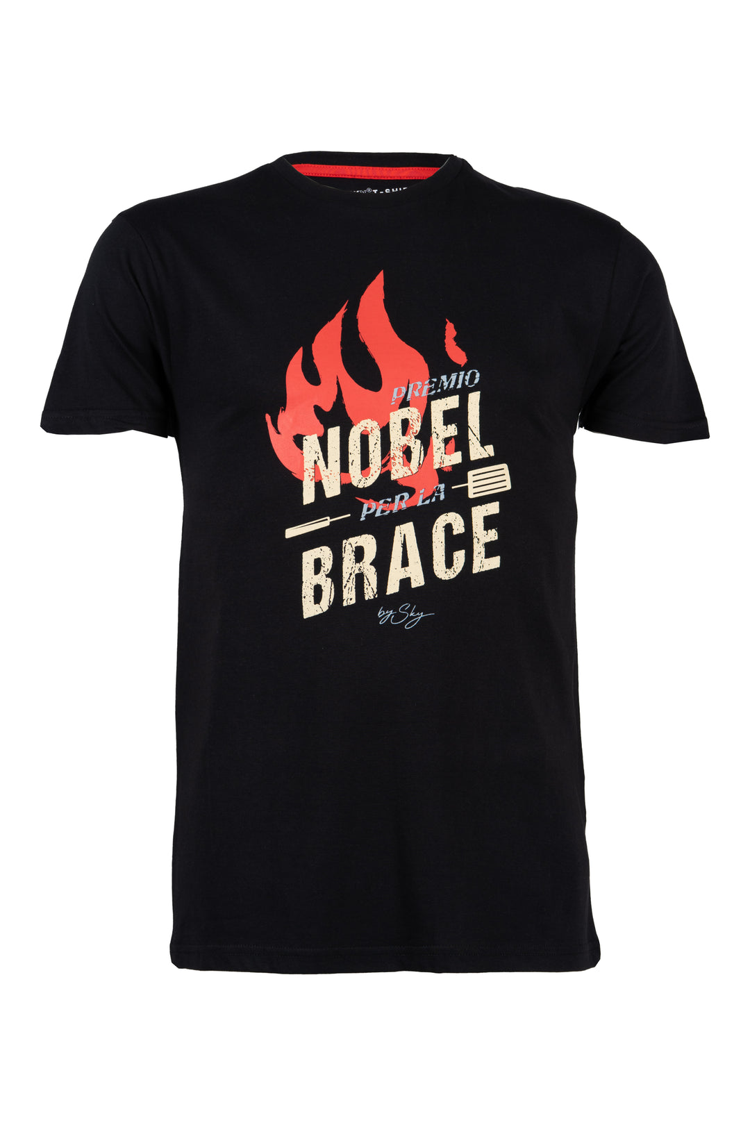 T-shirt uomo manica corta in puro cotone con stampa umoristica sul petto