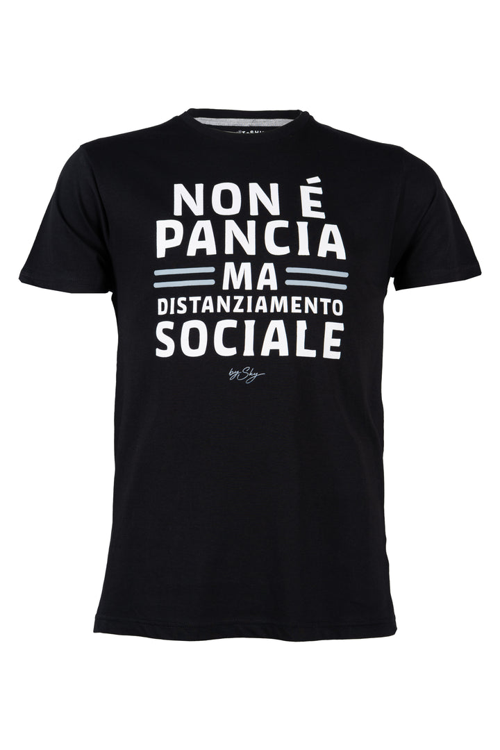 T-shirt uomo manica corta in puro cotone con stampa umoristica sul petto