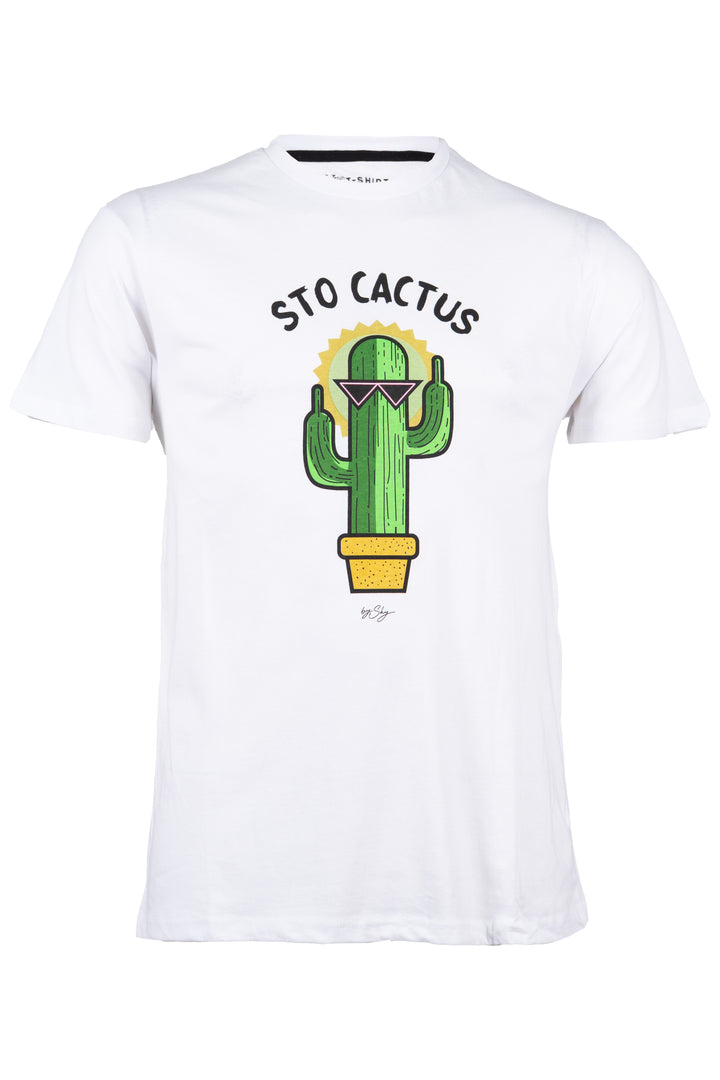 T-shirt uomo manica corta in puro cotone con stampa umoristica sul petto