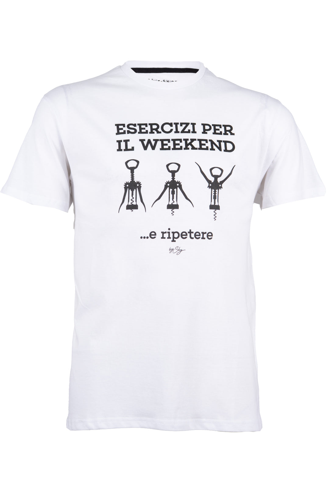 T-shirt uomo manica corta in puro cotone con stampa umoristica sul petto