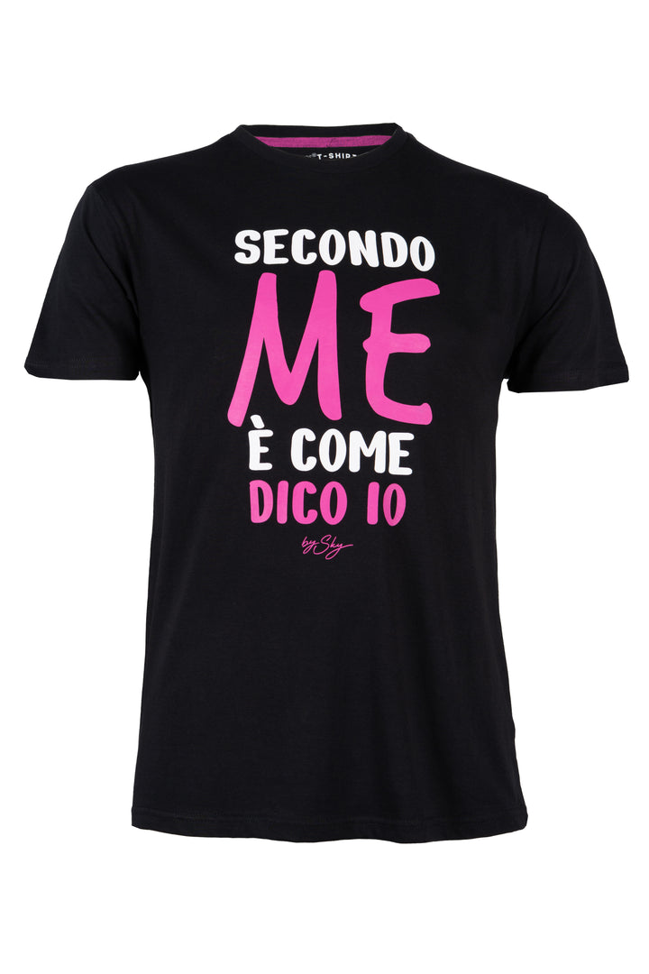 T-shirt uomo manica corta in puro cotone con stampa umoristica sul petto