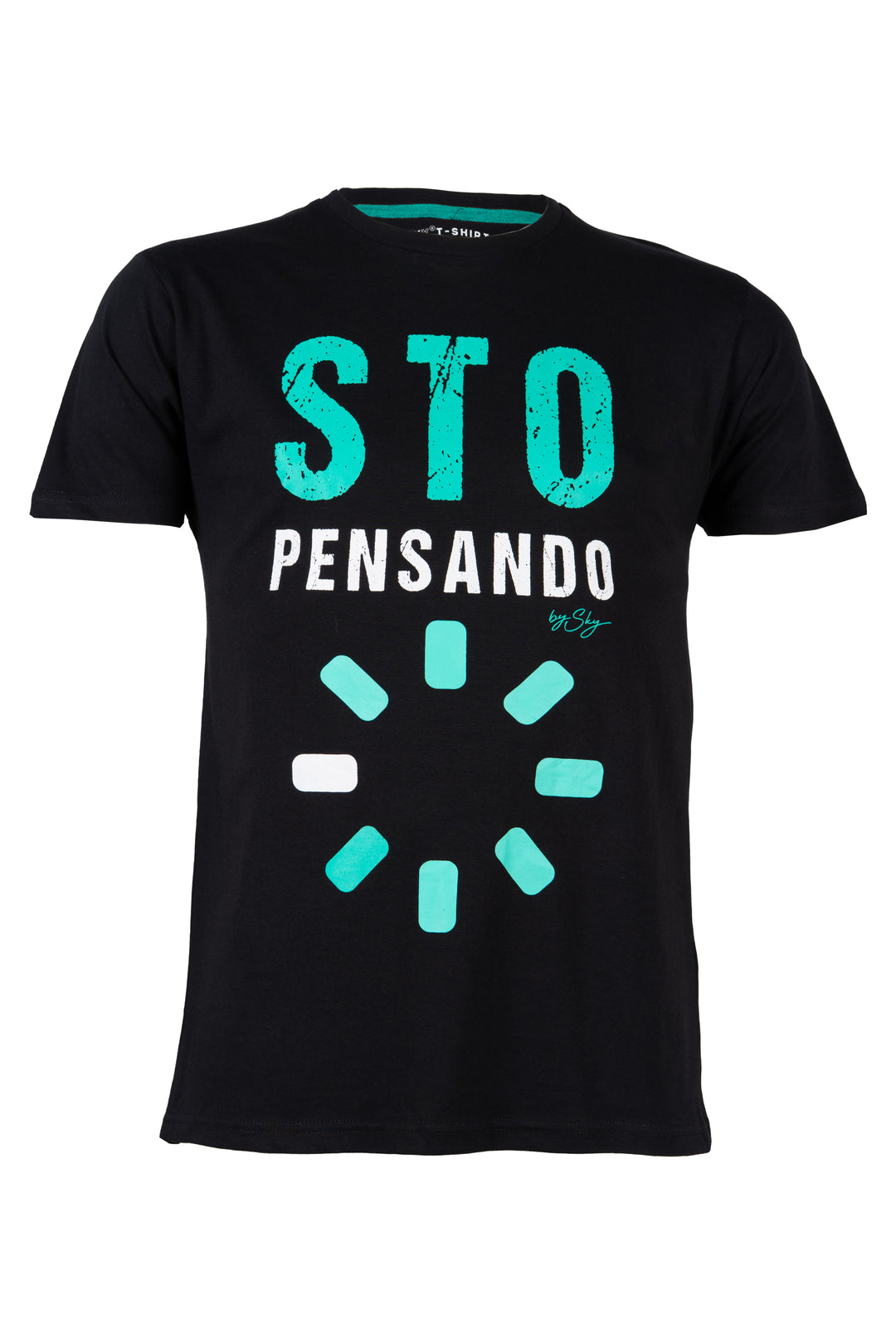 T-shirt uomo manica corta in puro cotone con stampa umoristica sul petto