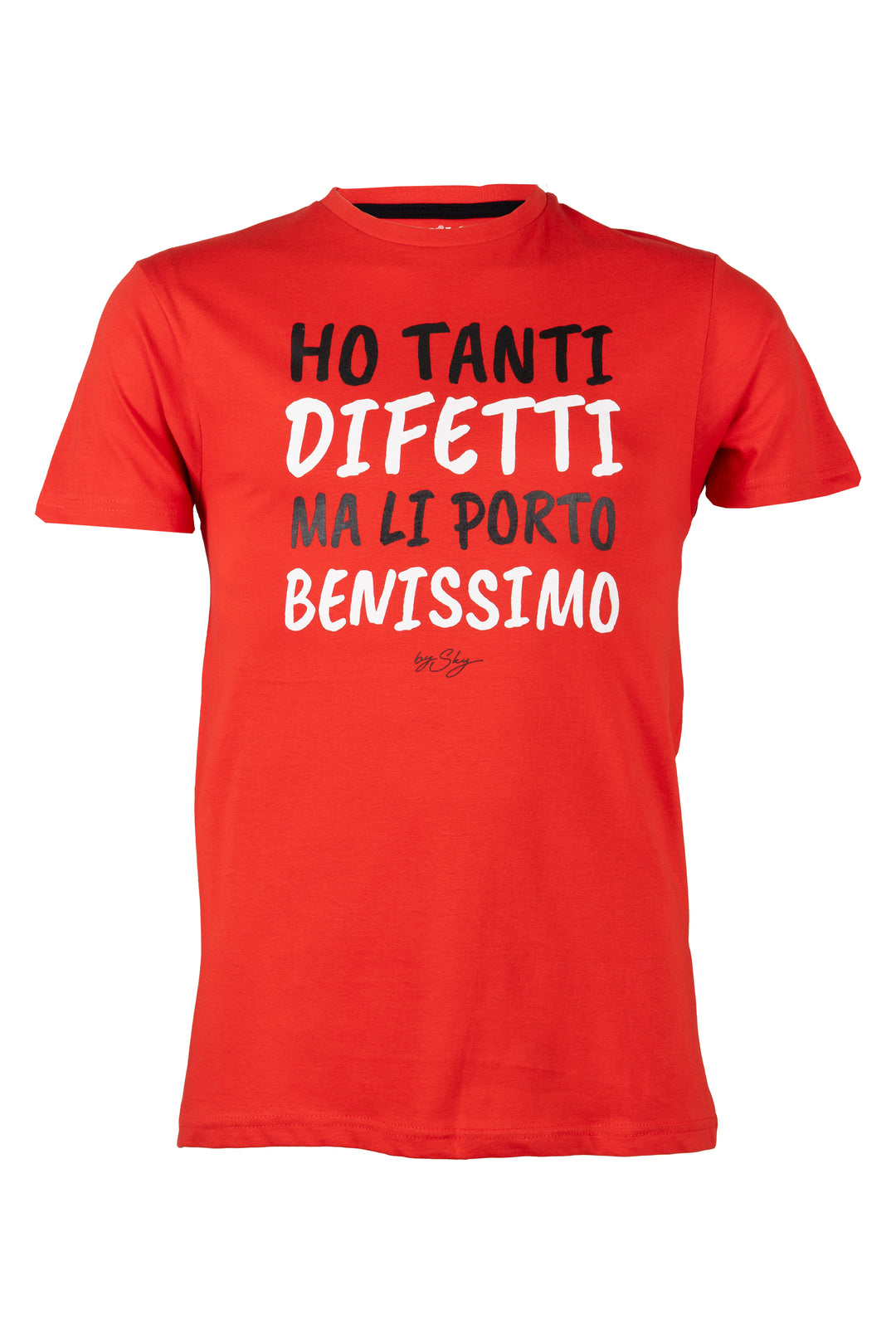 T-shirt uomo manica corta in puro cotone con stampa umoristica sul petto