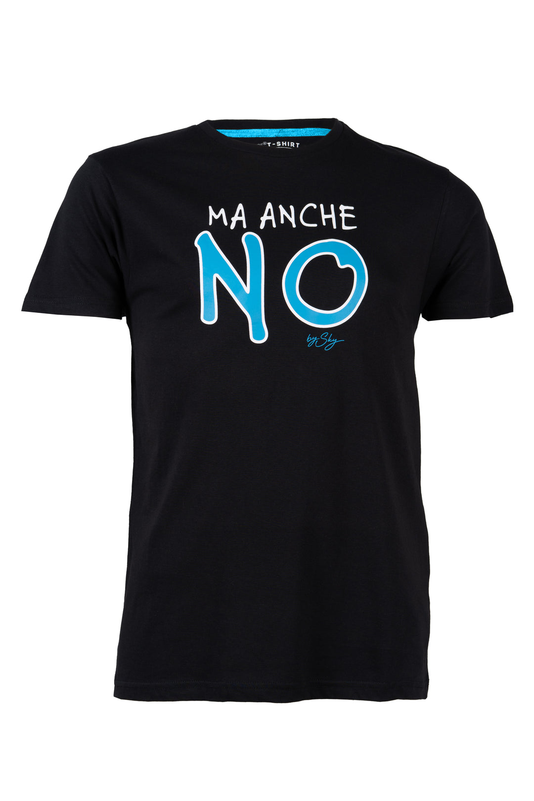 T-shirt uomo manica corta in puro cotone con stampa umoristica sul petto