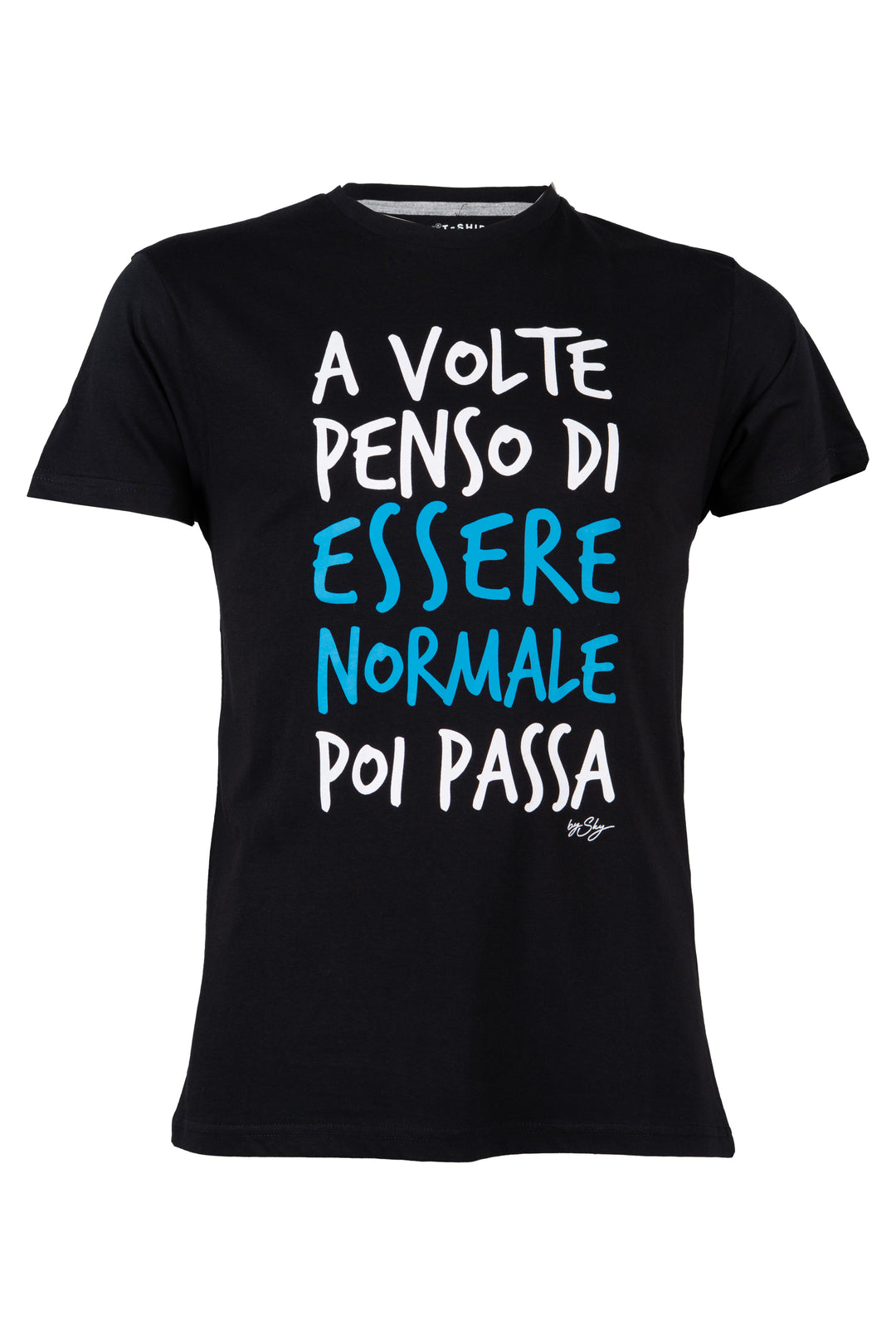 T-shirt uomo manica corta in puro cotone con stampa umoristica sul petto