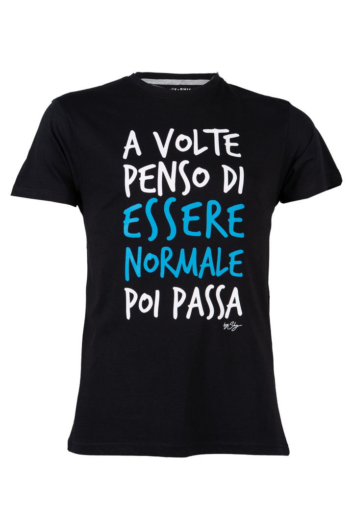 T-shirt uomo manica corta in puro cotone con stampa umoristica sul petto