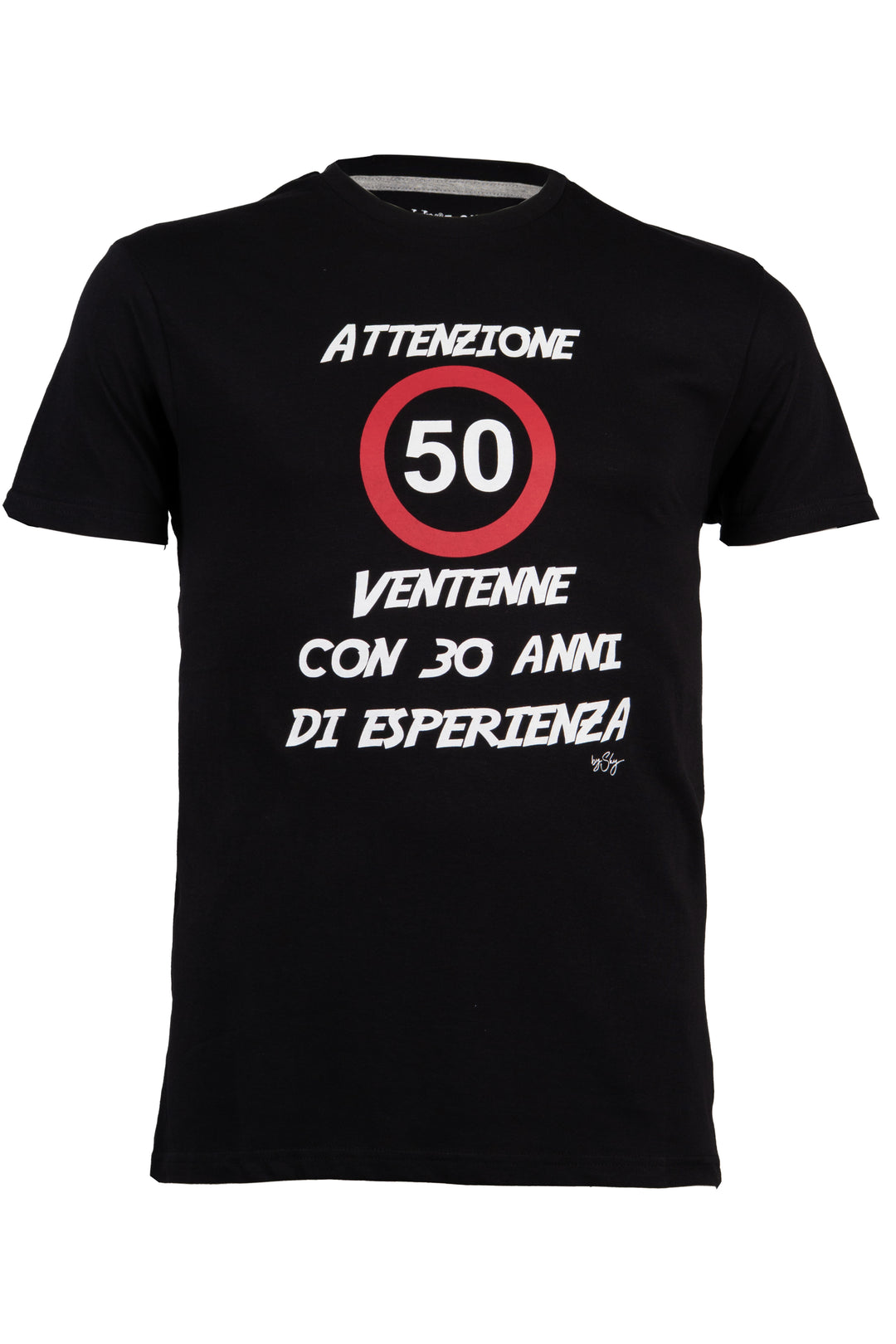 T-shirt uomo manica corta in puro cotone con stampa umoristica sul petto