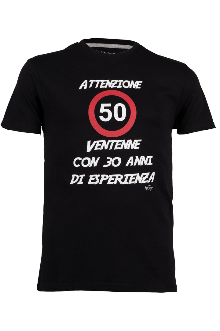 T-shirt uomo manica corta in puro cotone con stampa umoristica sul petto
