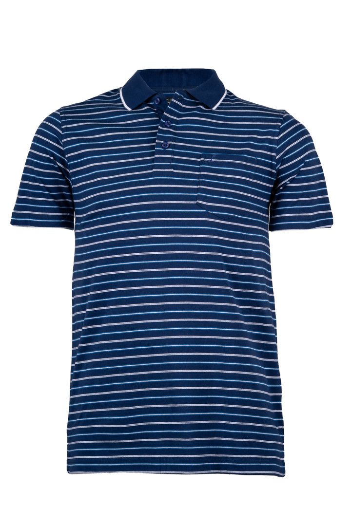 Polo Liabel manica corta in cotone jersey a righe con colletto in contrasto