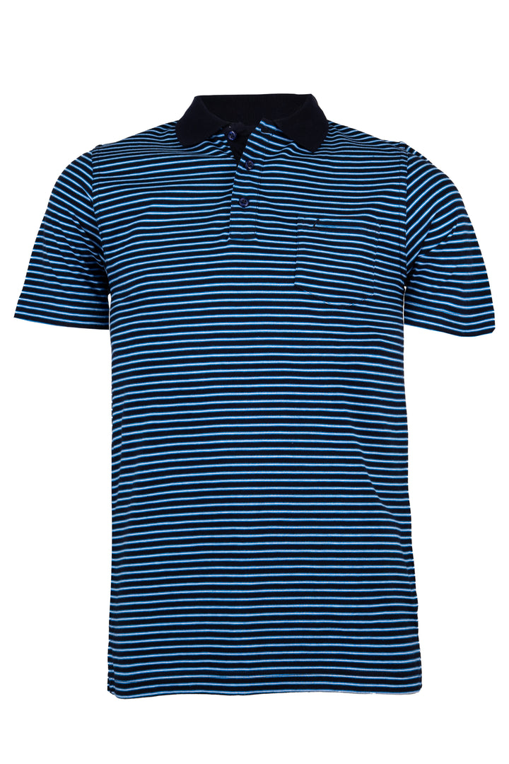 Polo Liabel manica corta in cotone jersey a righe con colletto in contrasto