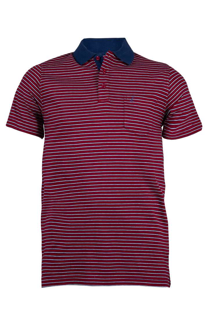 Polo Liabel manica corta in cotone jersey a righe con colletto in contrasto