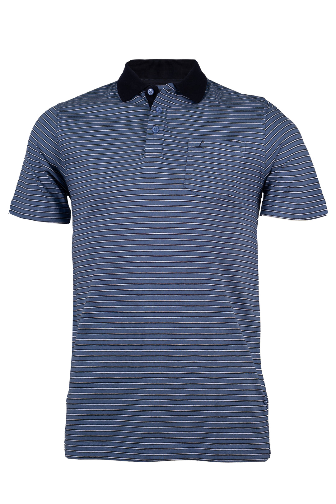 Polo Liabel manica corta in cotone jersey a righe con colletto in contrasto