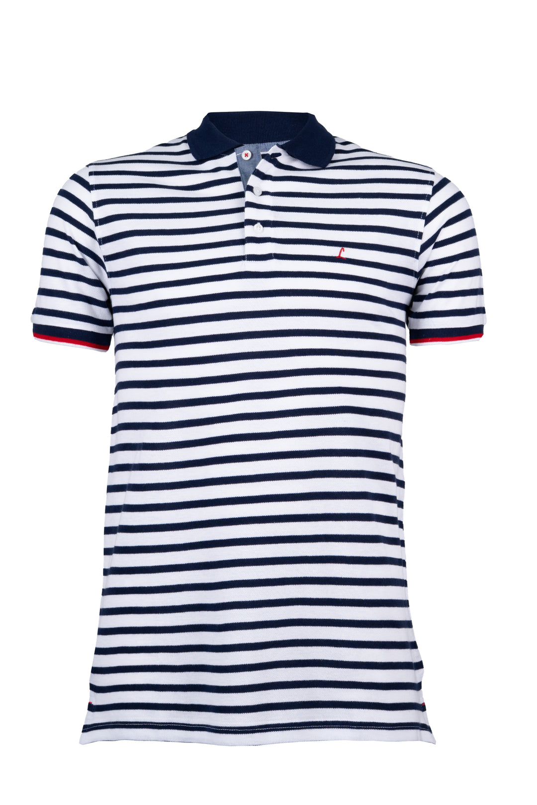 Polo Liabel manica corta in cotone piquet a righe con colletto in contrasto