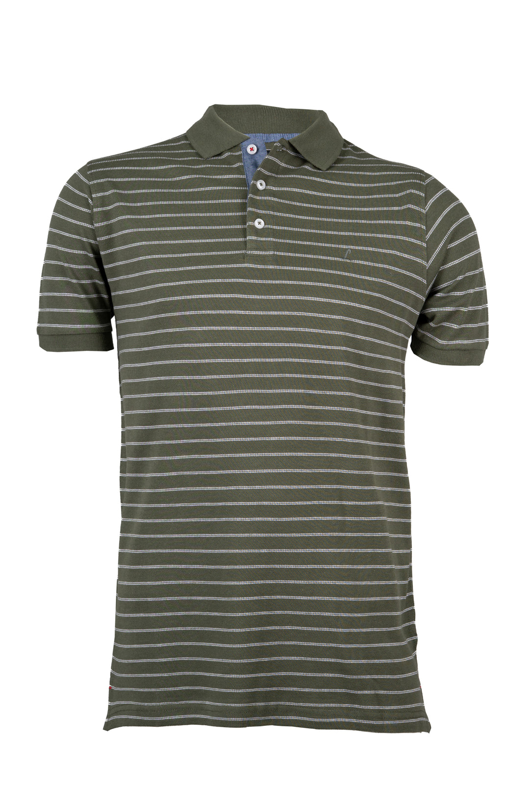 Polo Liabel manica corta in cotone piquet a righe con colletto in contrasto