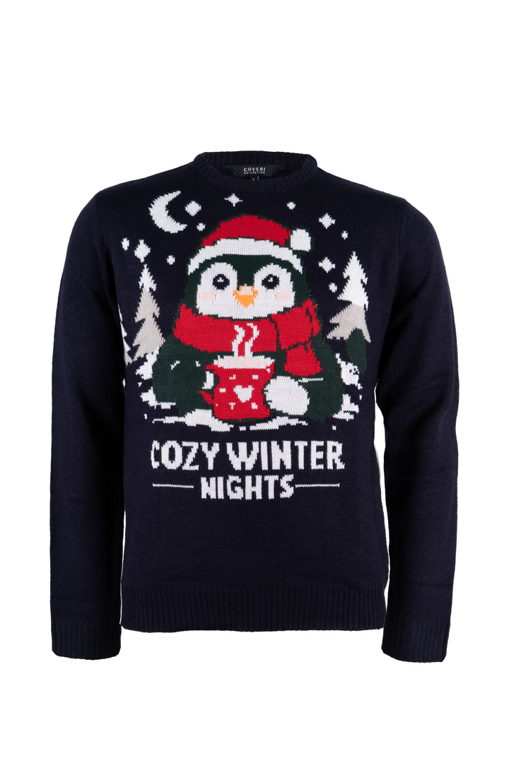 Pullover uomo girocollo Coveri Collection ricamato con tema natalizio