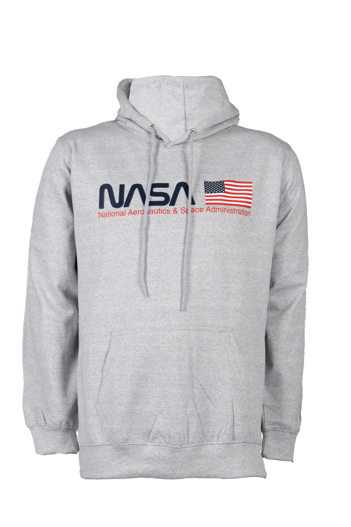 Felpa uomo con cappuccio tasca marsupio e stampa Nasa sul petto
