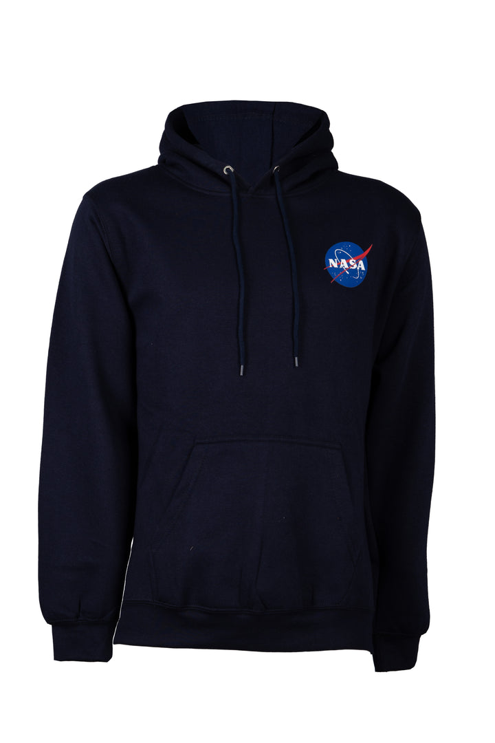 Felpa uomo con cappuccio tasca marsupio e stampa Nasa sul petto