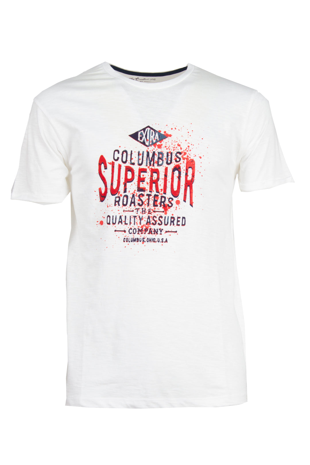 T-shirt girocollo manica corta in cotone slub con grande stampa sul petto