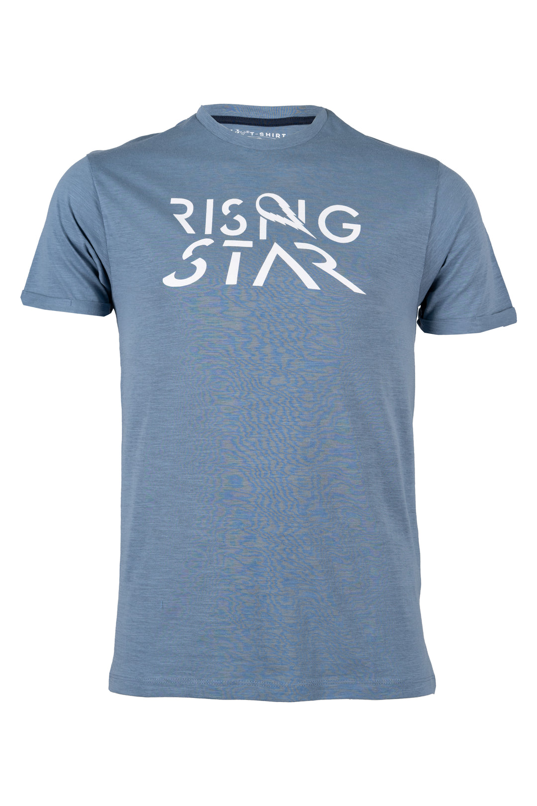 T-shirt girocollo manica corta in cotone slub con grande stampa sul petto
